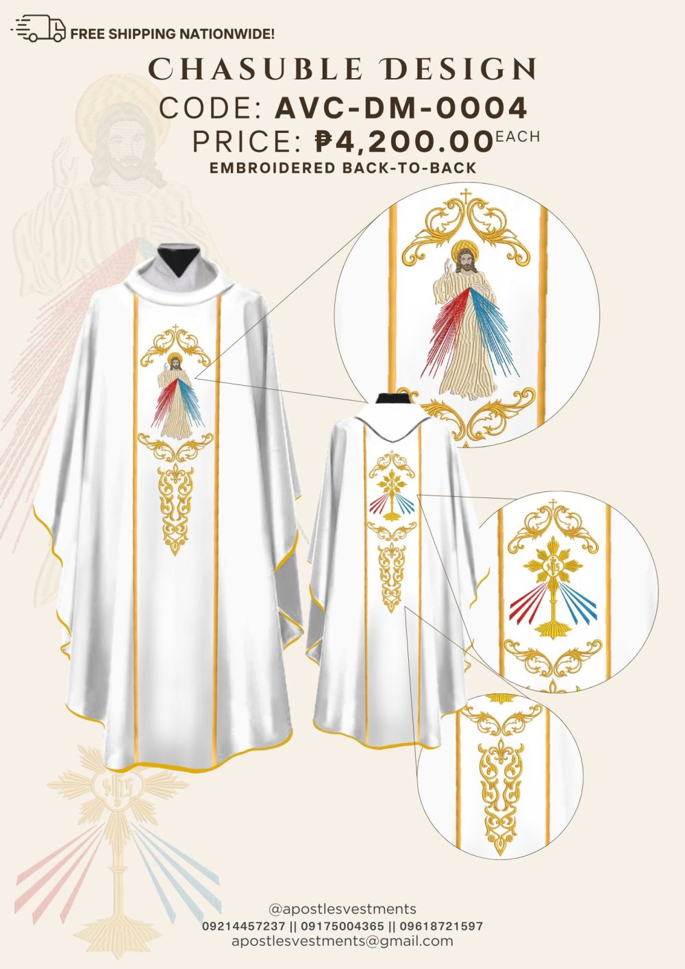 Divine Mercy Chasuble (AVC-DM-0004)