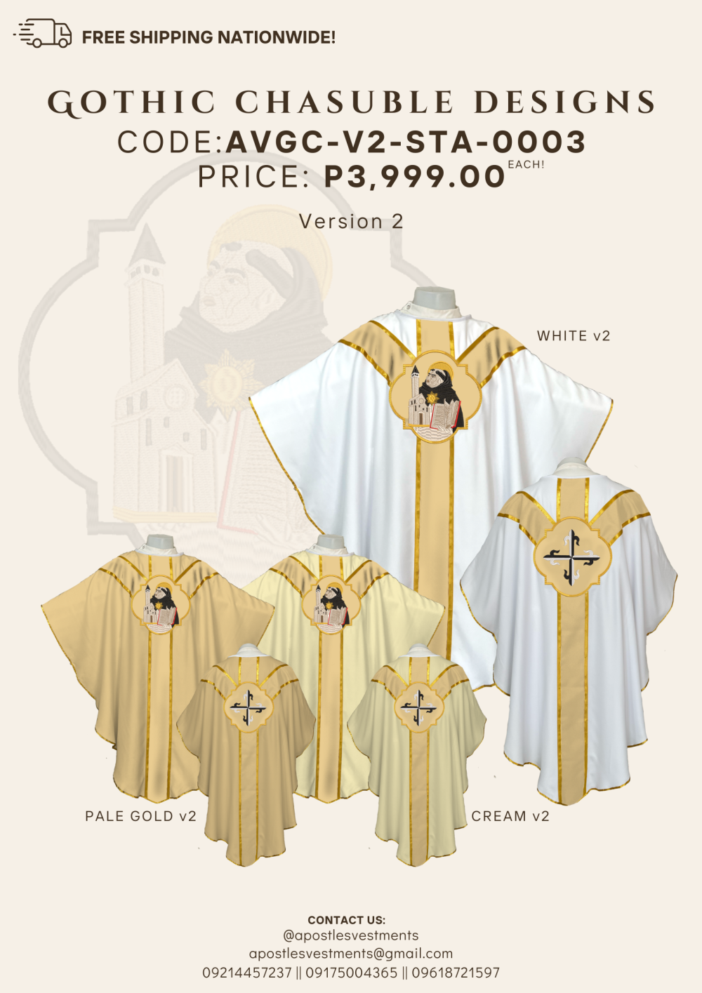 St. Thomas Aquinas Gothic Chasuble Design (AVGC-V2-STA-0003 v2)