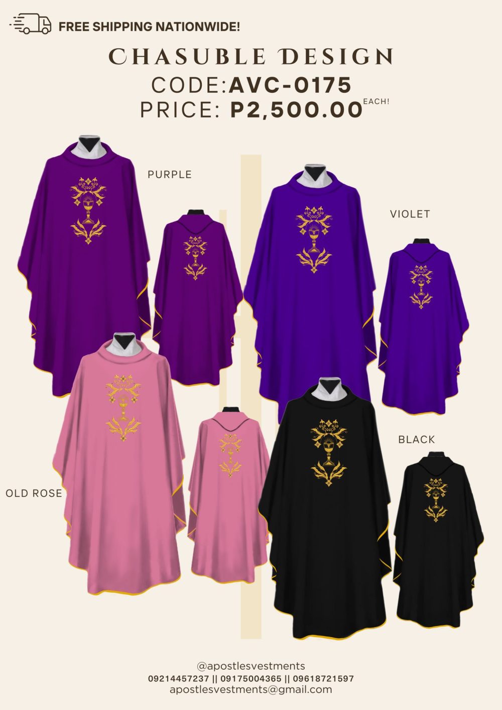 Embroidered Chasuble (AVC-0175)