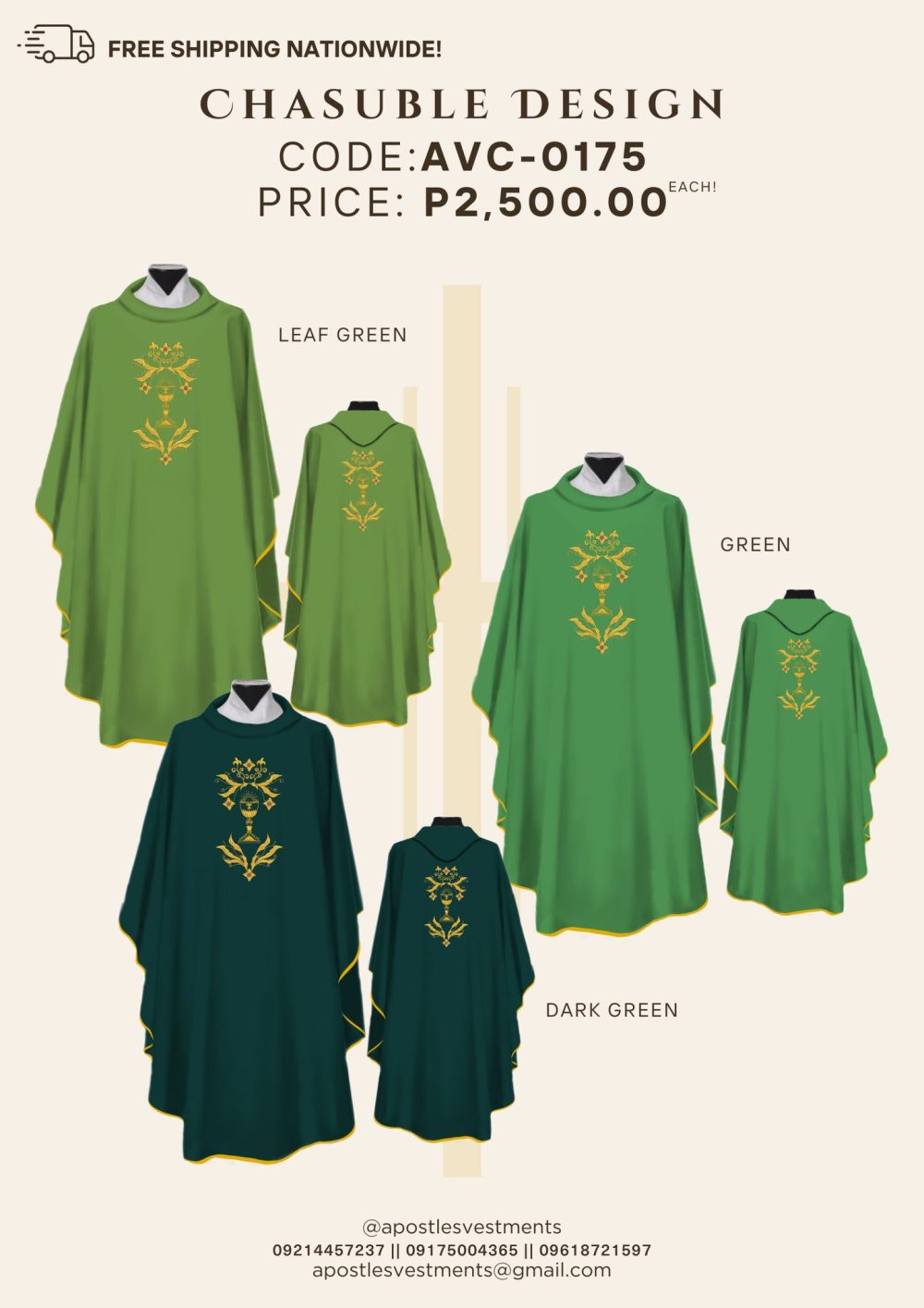 Embroidered Chasuble (AVC-0175)