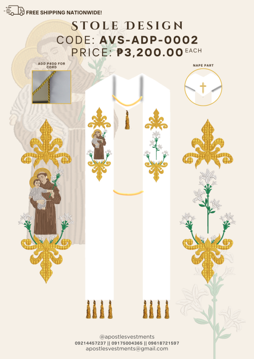 ST. ANTHONY DE PADUA STOLE DESIGNS ( AVS-ADP-0002)