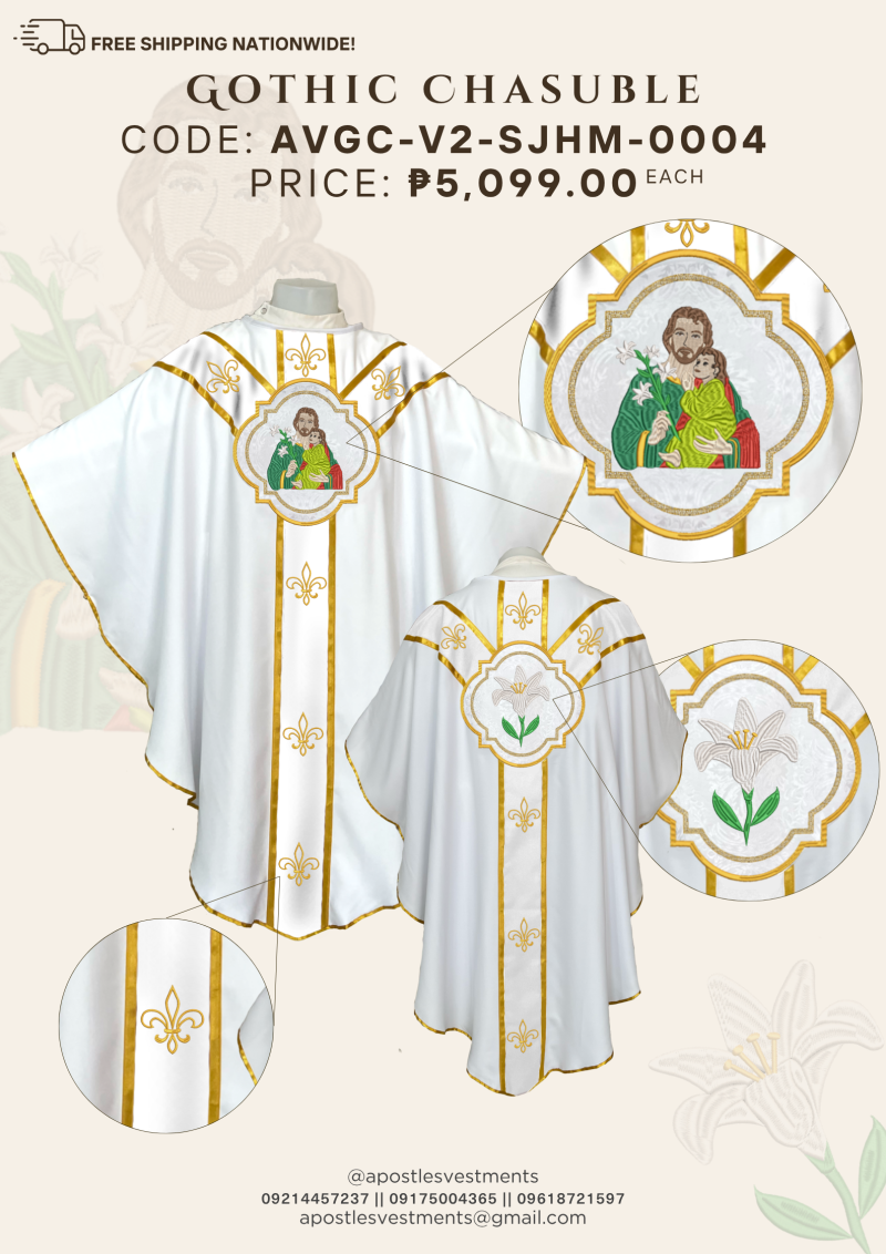 ST.JOSEPH, HUSBAND OF MARY GOTHIC CHASUBLE DESIGNS (AVGC-V2-SJHM-0004)