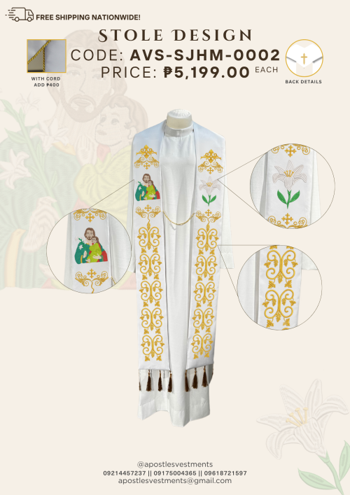 ST. JOSEPH, HUSBAND OF MARY STOLE DESIGNS (AVS-SJHM-0002)