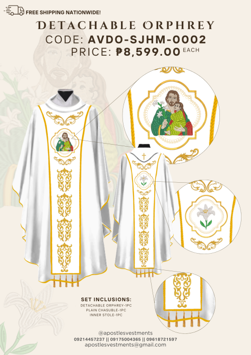 ST. JOSEPH, HUSBAND OF MARY DETACHABLE ORPHREY DESIGNS (AVDO-SJHM-0002)
