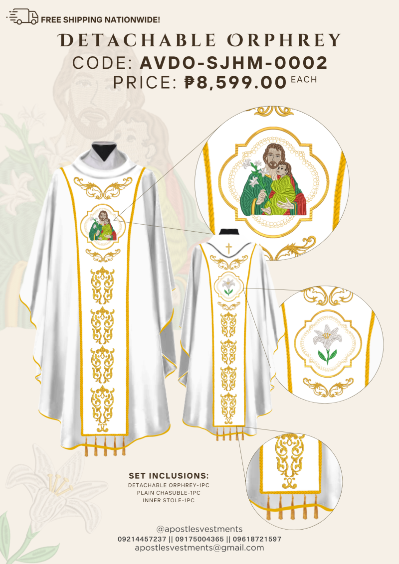 ST. JOSEPH, HUSBAND OF MARY DETACHABLE ORPHREY DESIGNS (AVDO-SJHM-0002)