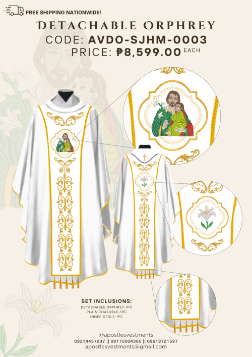 ST. JOSEPH, HUSBAND OF MARY DETACHABLE ORPHREY DESIGNS (AVDO-SJHM-0003)