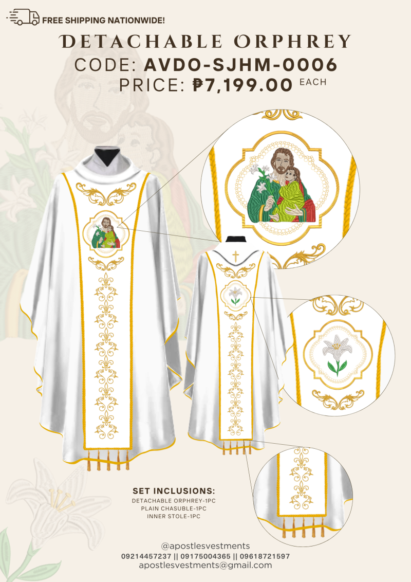 ST. JOSEPH, HUSBAND OF MARY DETACHABLE ORPHREY DESIGNS (AVDO-SJHM-0006)