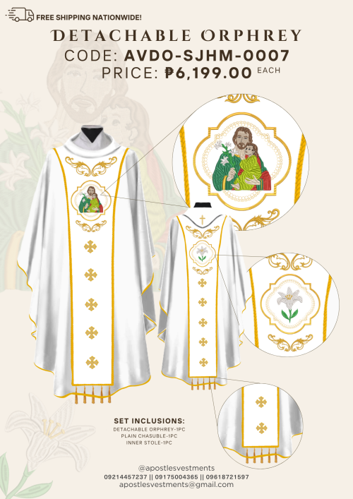 ST. JOSEPH, HUSBAND OF MARY DETACHABLE ORPHREY DESIGNS (AVDO-SJHM-0007)