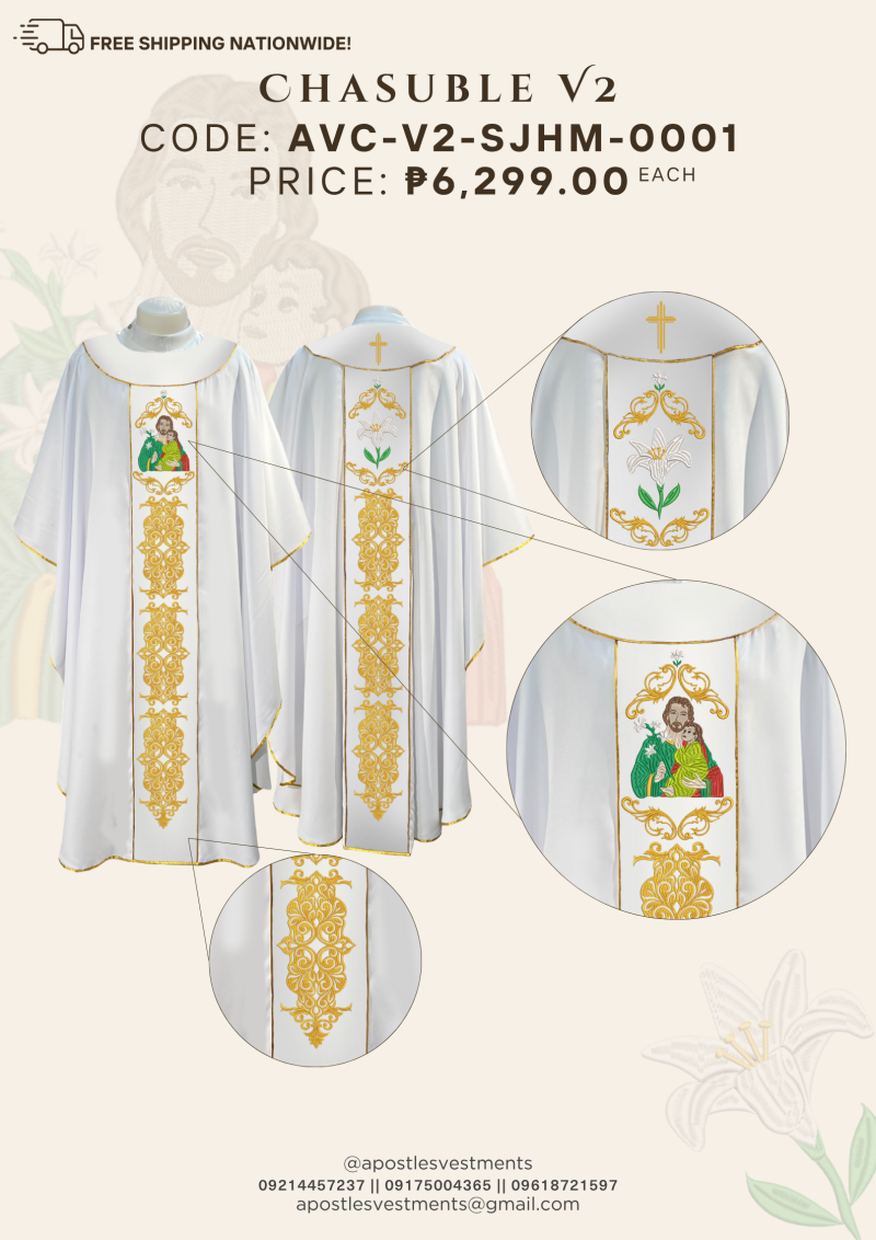ST.JOSEPH, HUSBAND OF MARY CHASUBLE V2 DESIGNS (AVC-V2-SJHM-0001)