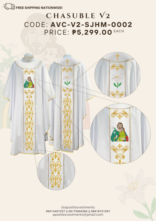 ST.JOSEPH, HUSBAND OF MARY CHASUBLE V2 DESIGNS (AVC-V2-SJHM-0002)