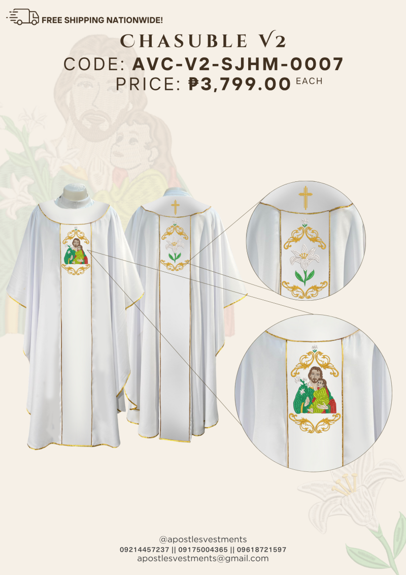 ST.JOSEPH, HUSBAND OF MARY CHASUBLE V2 DESIGN (AVC-V2-SJHM-0007)