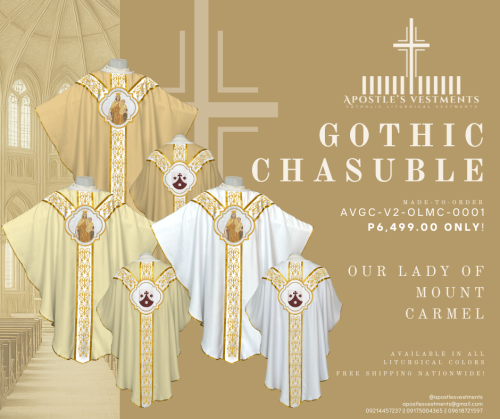 OUR LADY OF MOUNT CARMEL GOTHIC CHASUBLE V2 DESIGNS (AVGC-V2-OLMC-0001)