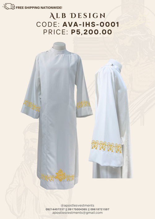 EMBROIDERED ALB DESIGN (AVA-IHS-0001)