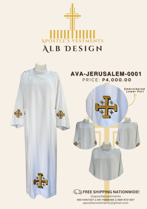 EMBROIDERED ALB DESIGN (AVA-JERUSALEM-0001)