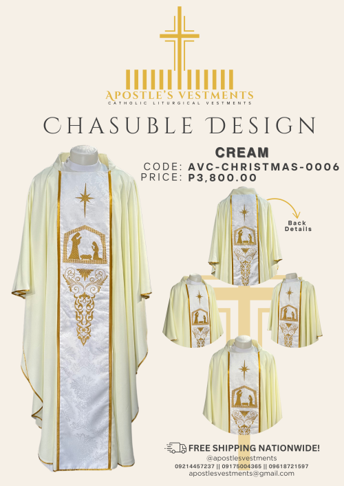 EMBROIDERED CHRISTMAS CHASUBLE DESIGN (AVC-CHRISTMAS-0006)