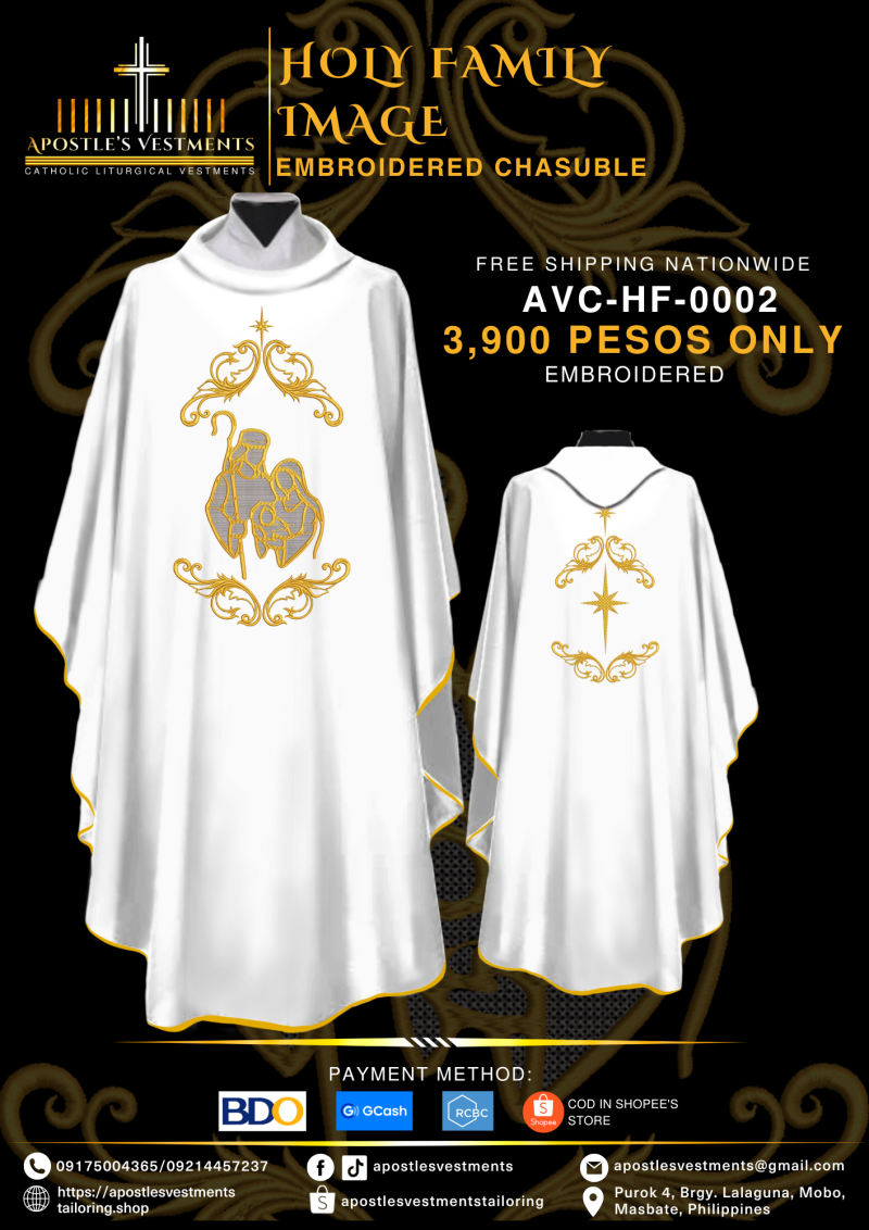 HOLY FAMILY EMBROIDERED CHASUBLE (AVC-HF-0002)