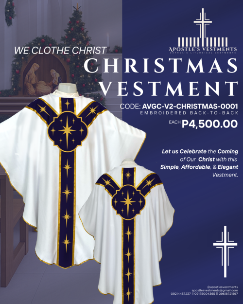 EMBROIDERED CHRISTMAS  GOTHIC CHASUBLE DESIGN V2 (AVGC-V2-CHRISTMAS-0001)