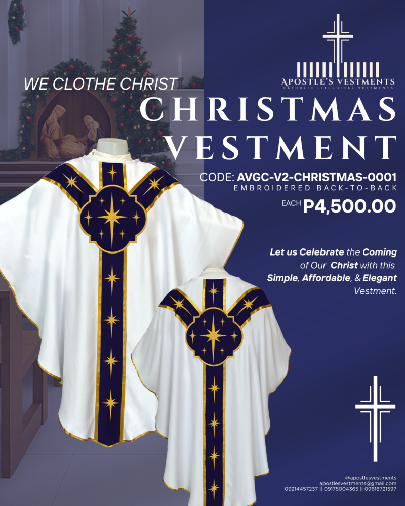 EMBROIDERED CHRISTMAS  GOTHIC CHASUBLE DESIGN V2 (AVGC-V2-CHRISTMAS-0001)