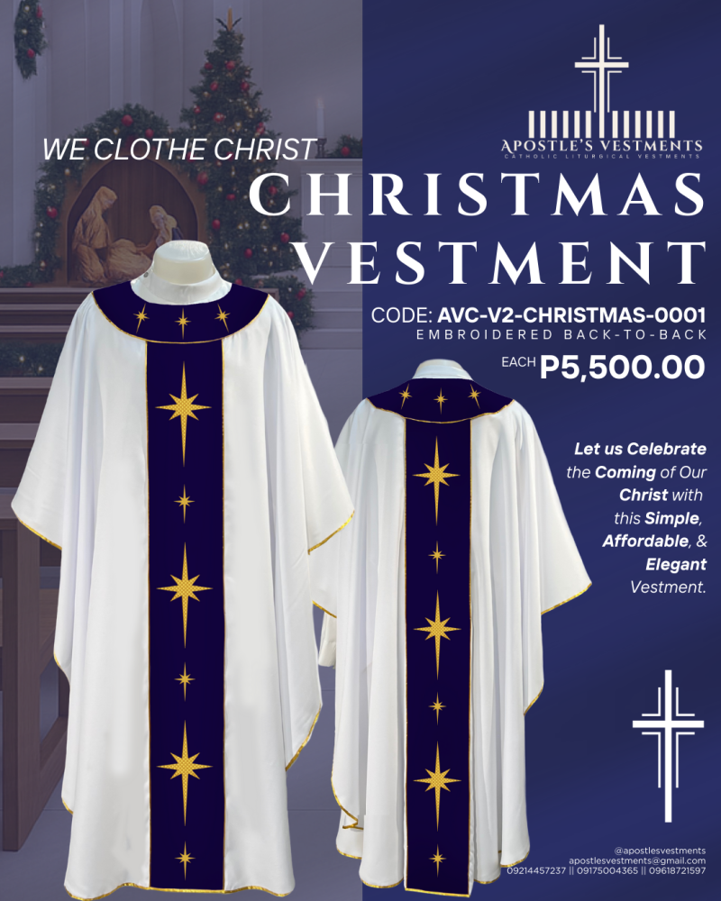 EMBROIDERED CHRISTMAS CHASUBLE DESIGN V2 (AVC- V2-CHRISTMAS-0001)