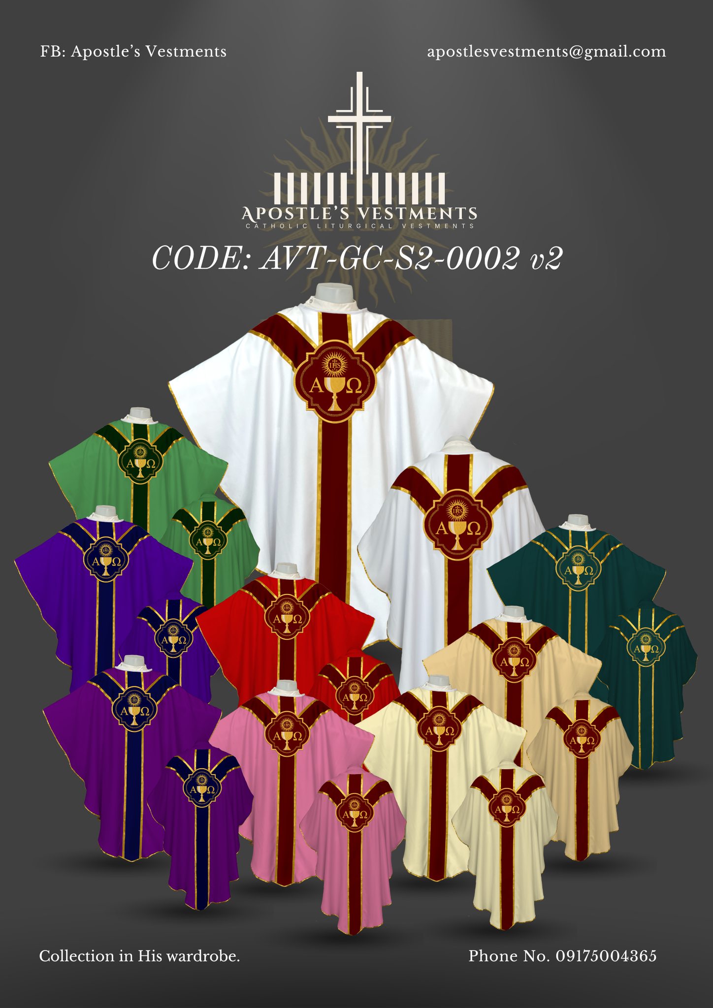 APOSTLE'S VESTMENTS GOTHIC CHASUBLE DESIGN (AVT-GC-S2-0002) ₱3799 ONLY