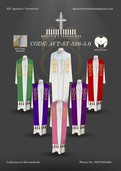 APOSTLE'S VESTMENTS STOLE DESIGN (AVT-ST-S26-5.0)