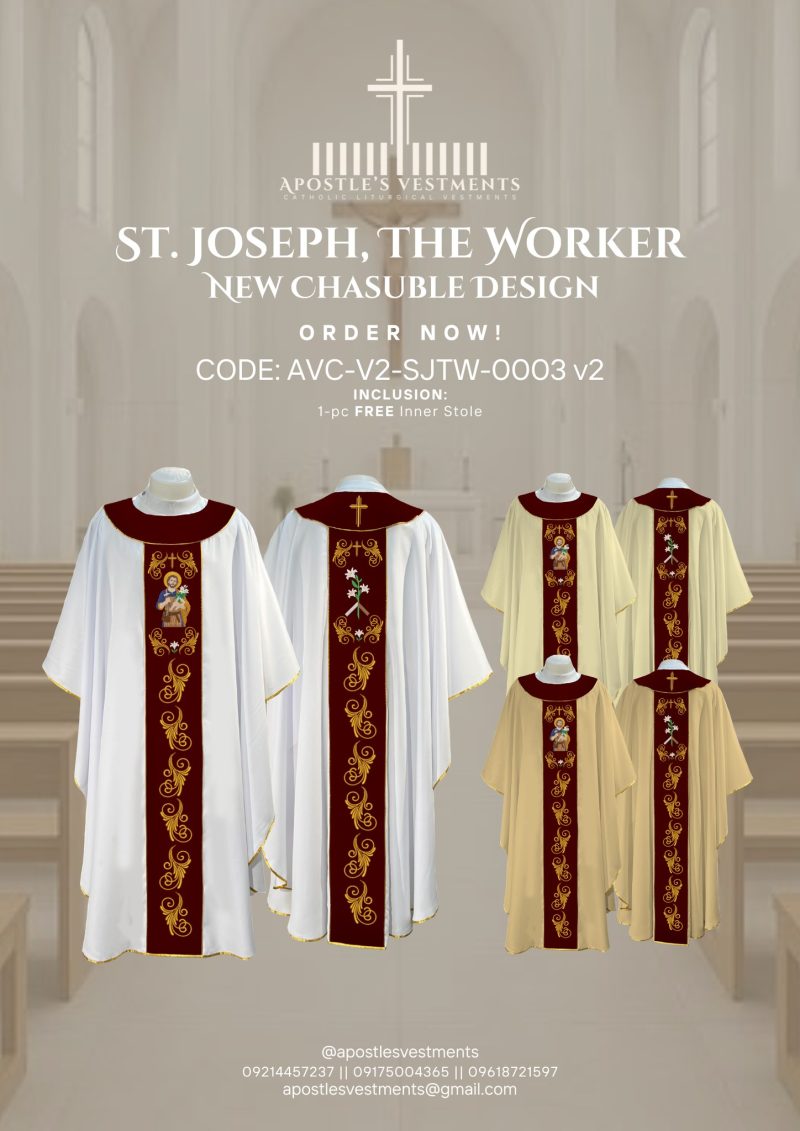 ST. JOSEPH THE WORKER CHASUBLE V2 DESIGNS (AVC-V2-SJTW-0003)