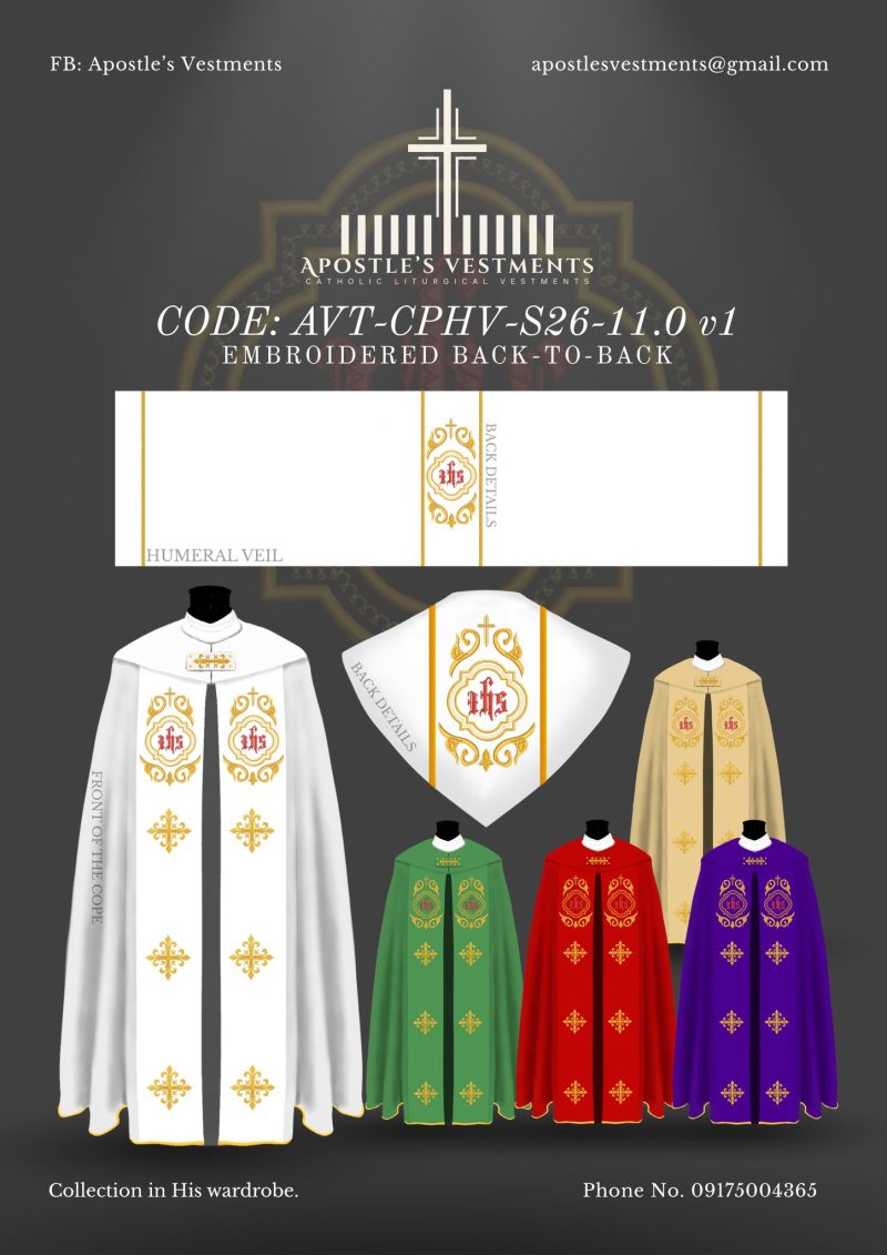 APOSTLE’S VESTMENT COPE AND HUMERAL VIEL DESIGN (AVT-CPHV-2026-11.0)