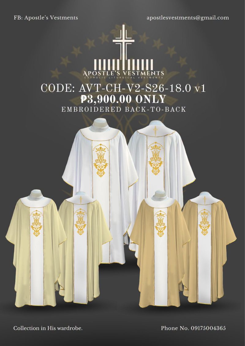 APOSTLE’S VESTMENT CHASUBLE V2 DESIGN (AVT-CH-V2-26-18.0)