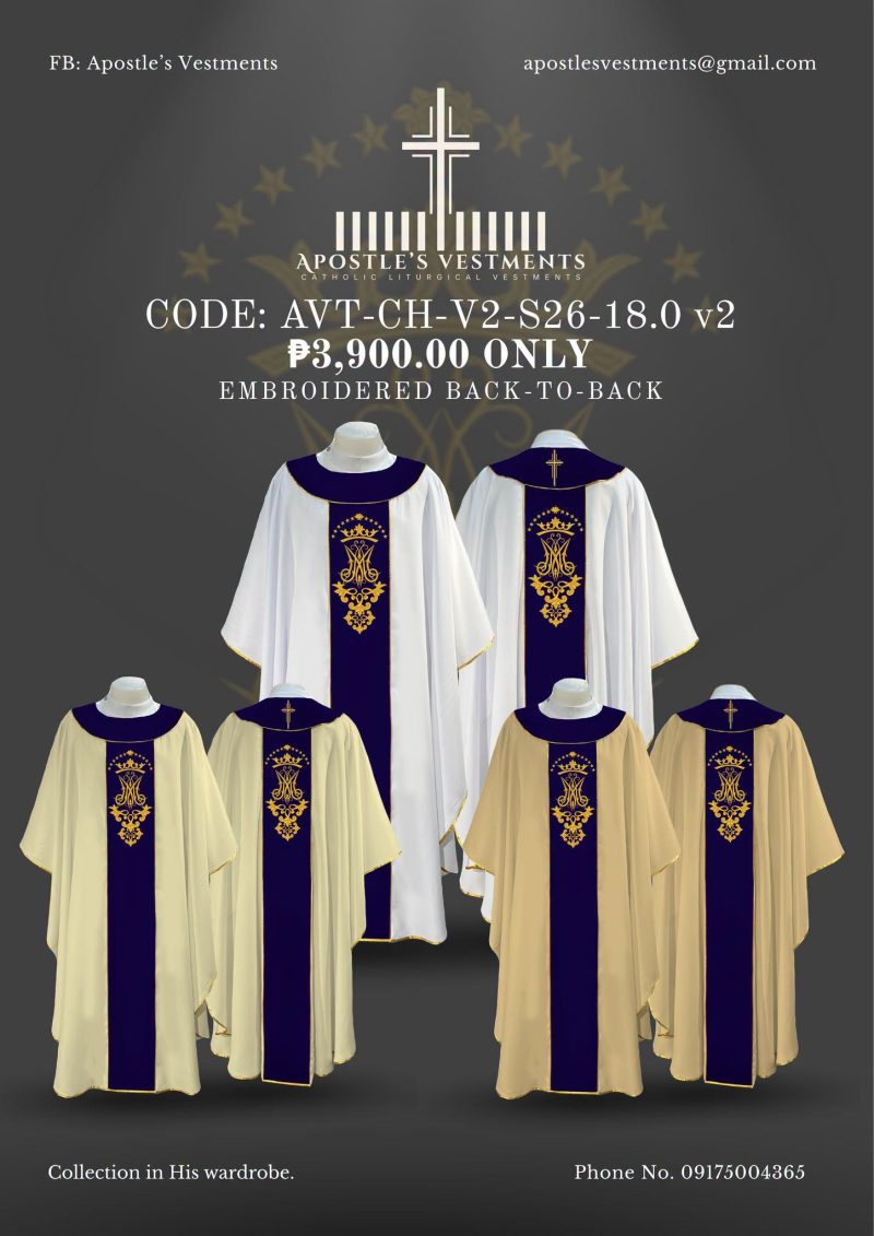APOSTLE’S VESTMENT CHASUBLE V2 DESIGN (AVT-CH-V2-26-18.0)