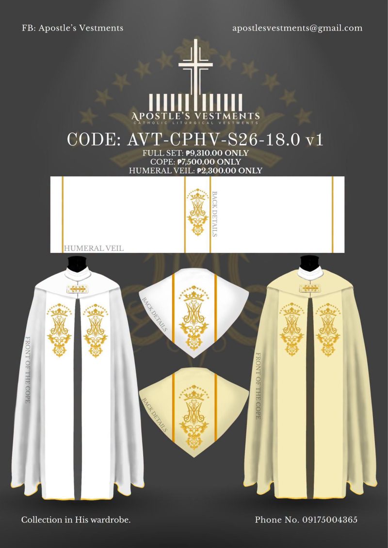 APOSTLE’S VESTMENT COPE AND HUMERAL VIEL DESIGN (AVT-CPHV-26-18.0)