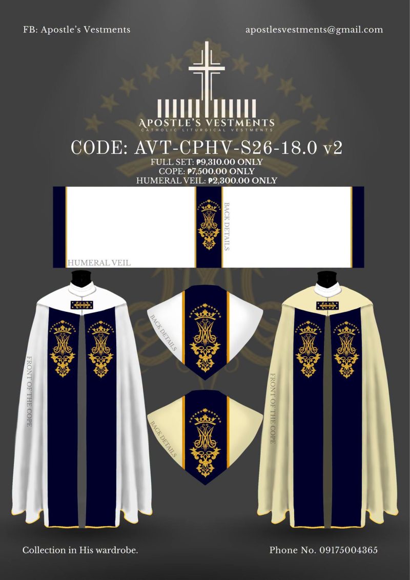 APOSTLE’S VESTMENT COPE AND HUMERAL VIEL DESIGN (AVT-CPHV-26-18.0)